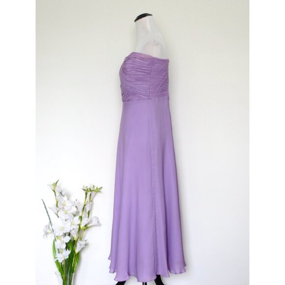 Lauren Ralph Lauren Strapless Silk Chiffon Dress Lavender Purple SZ 10 - Picture 2 of 5